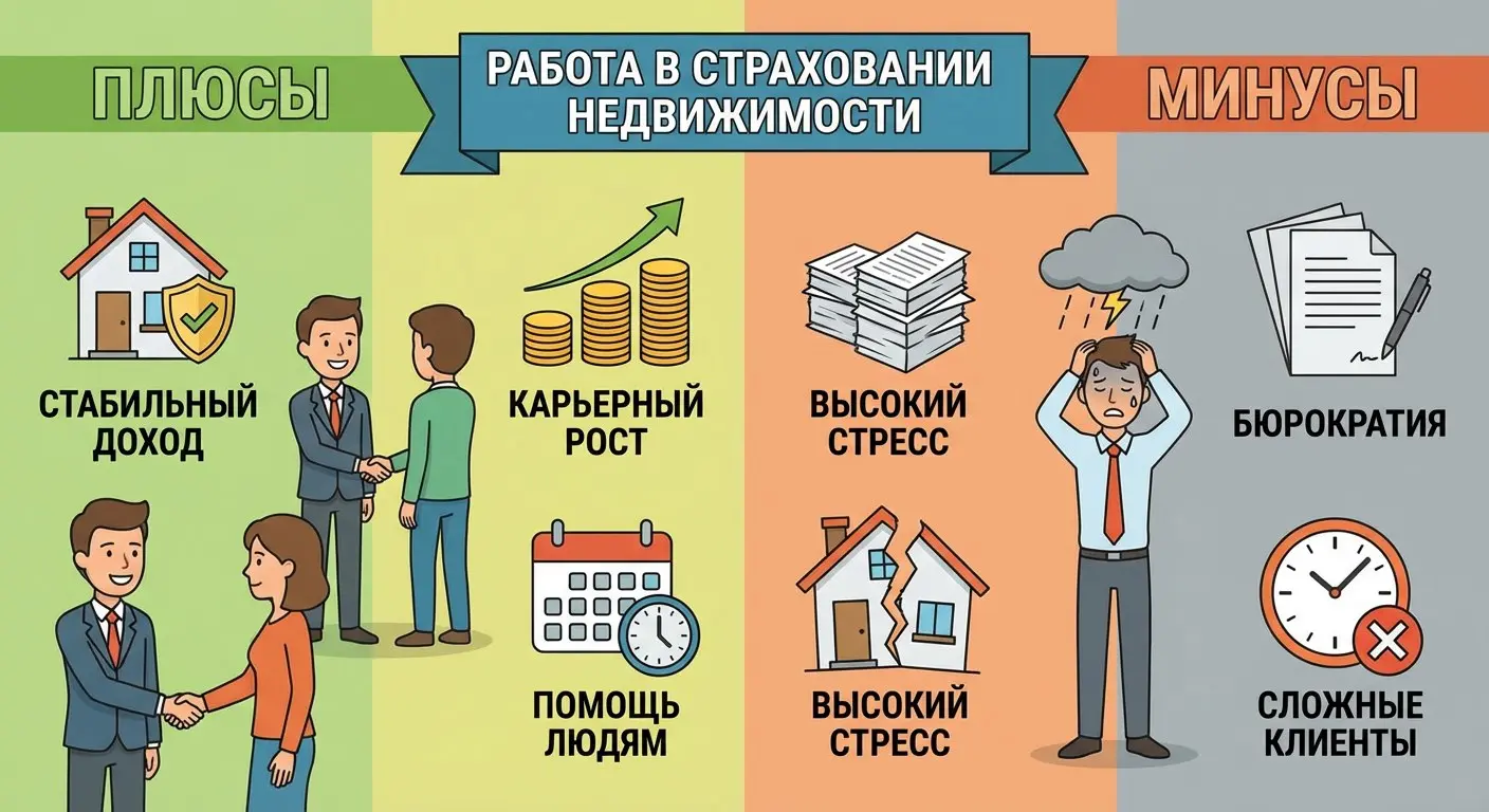 Плюсы и минусы работы в сфере страхования недвижимости