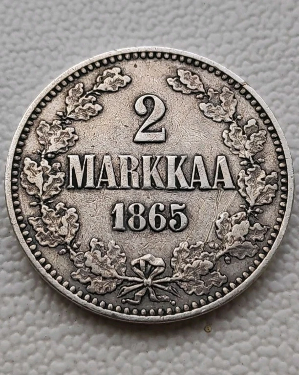 2 марки 1865 г. Александр 2. Финляндия. Серебро
