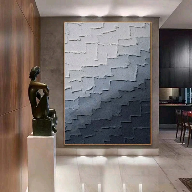 Синяя картина маслом на холсте абстракция