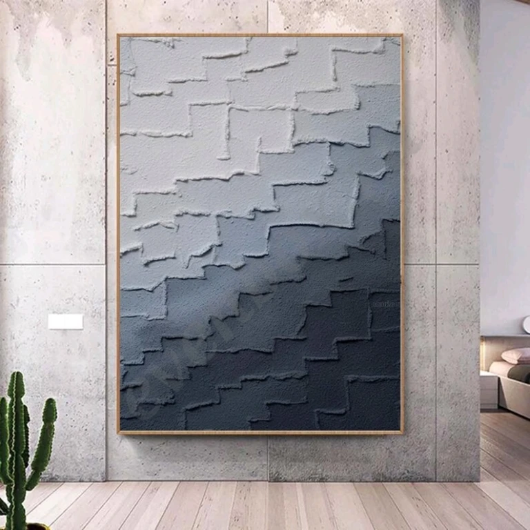 Синяя картина маслом на холсте абстракция