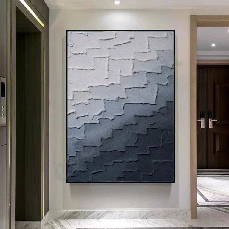 Синяя картина маслом на холсте абстракция