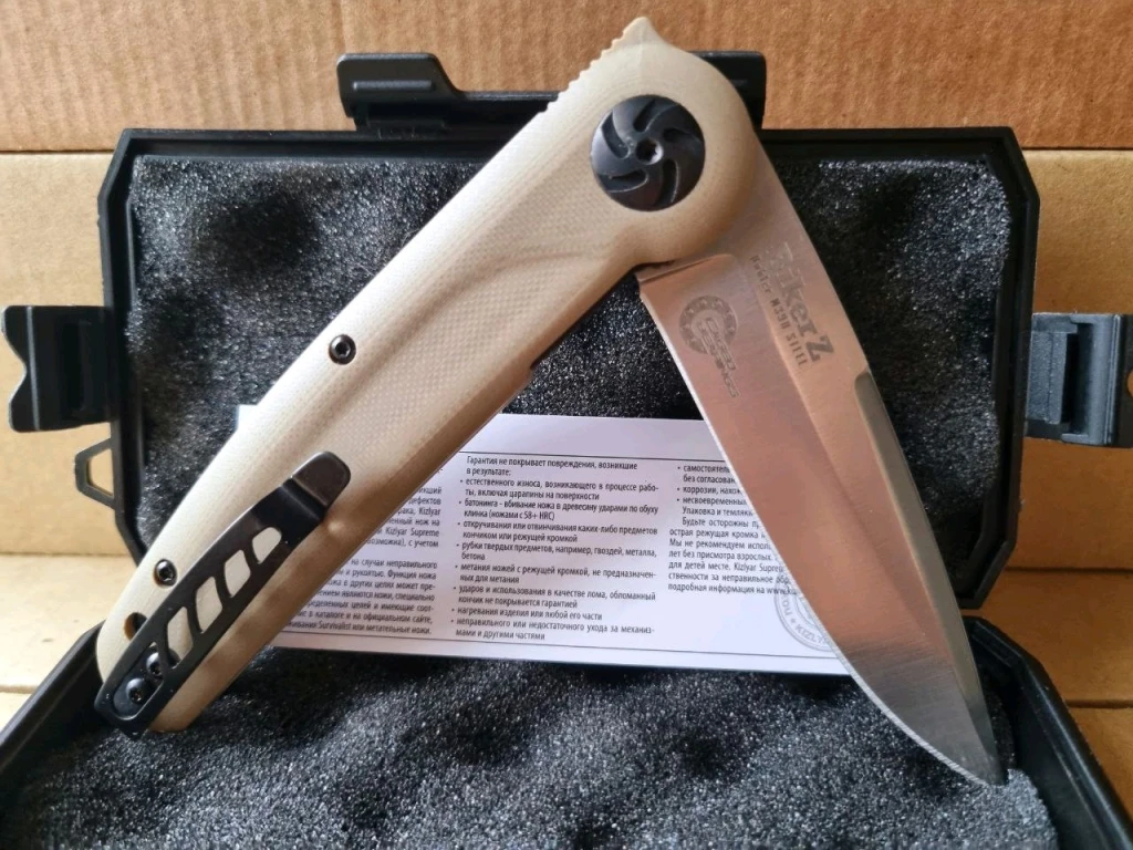 Нож Kizlyar Supreme Biker M390 Bege G10