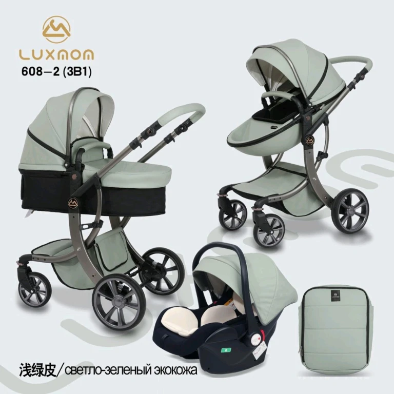 Коляска детская новая luxmom 608-2 экокожа 3 в1 с рождения