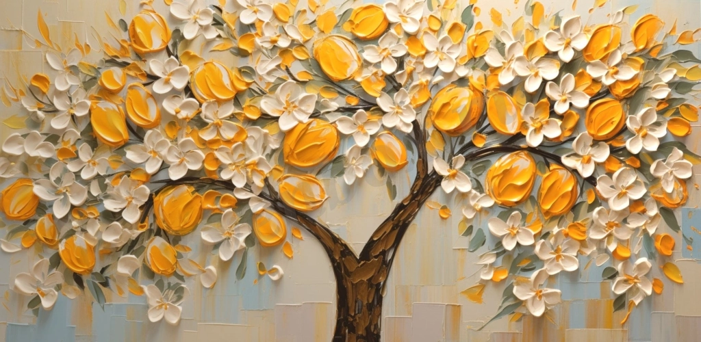 Текстурная картина маслом Фруктовое дерево