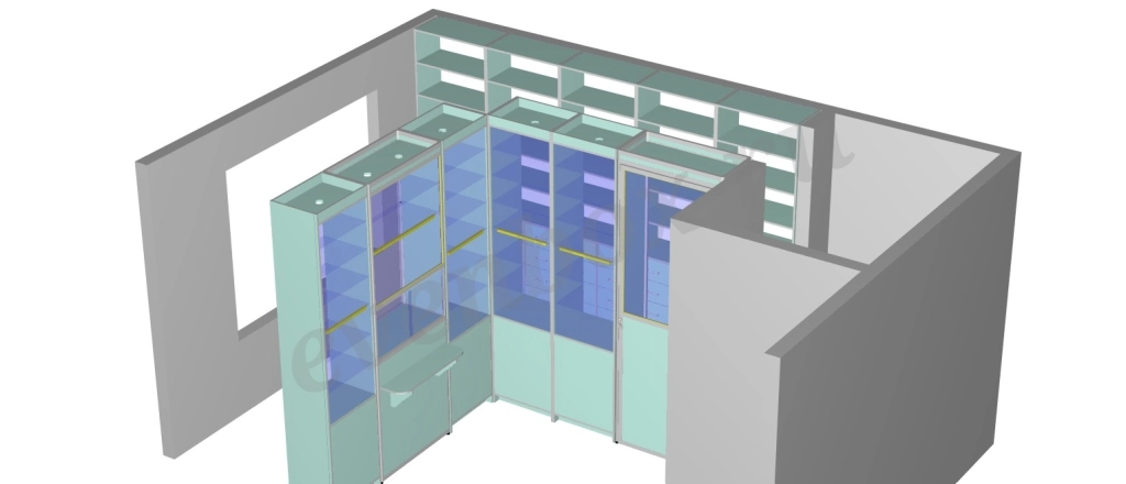 Витрины и стеллажи для аптеки