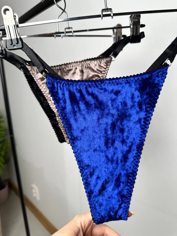 Синие Бархатные Трусики на низкой посадке 𝐒𝐭𝐲𝐥𝐢𝐬𝐡 𝐃𝐫𝐚𝐠𝐨𝐧