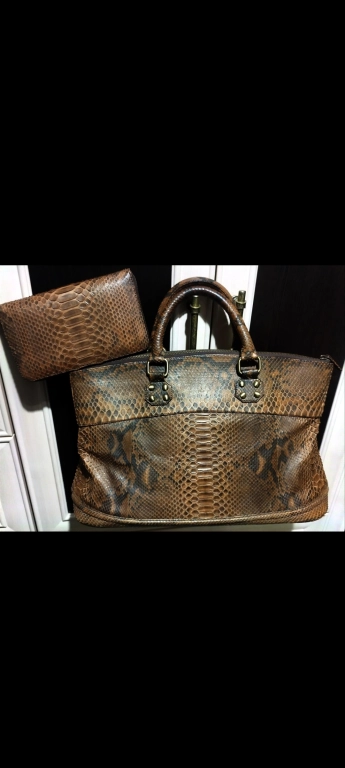 Женская сумка из натуральной кожи питона с кошельком
