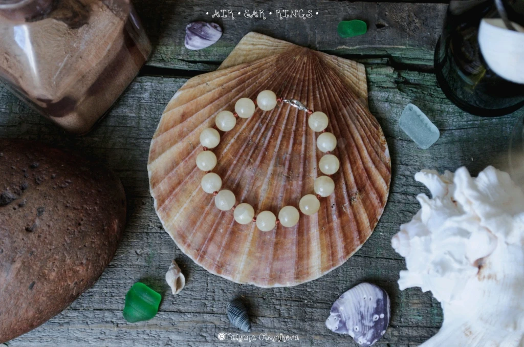 Браслет с натуральным жёлтым кальцитом