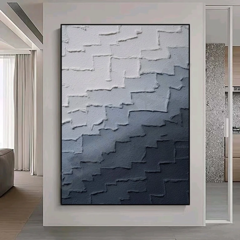 Синяя картина маслом на холсте абстракция