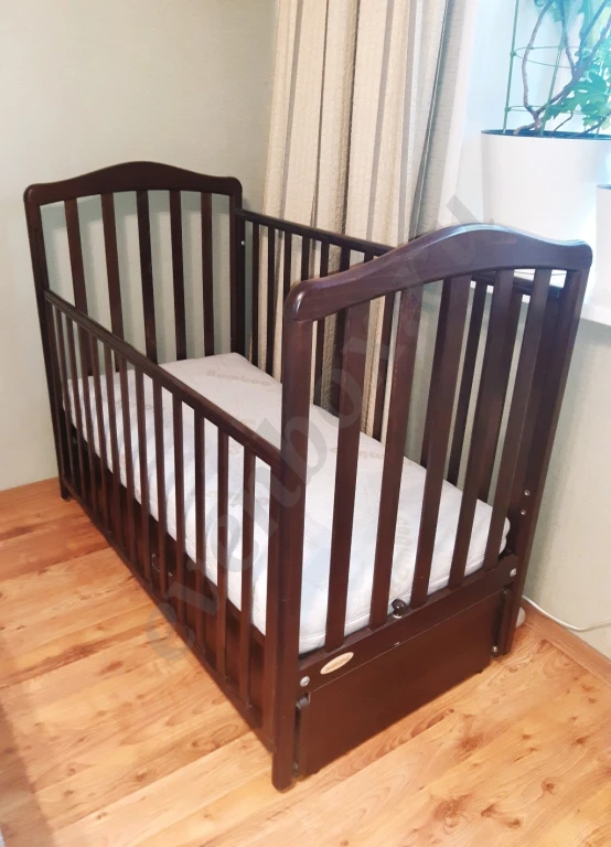 Детская кроватка Papaloni, маятник, 120x60 + ортопедический матрас