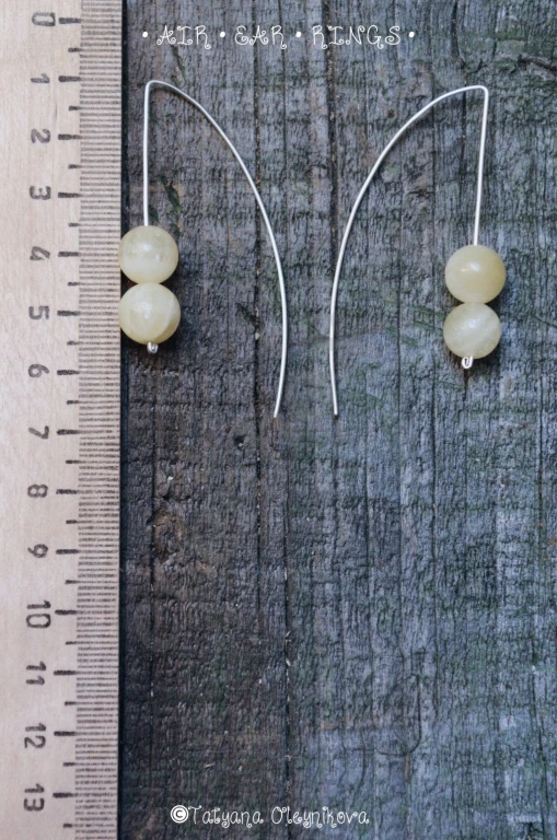 Серьги с натуральным жёлтым кальцитом