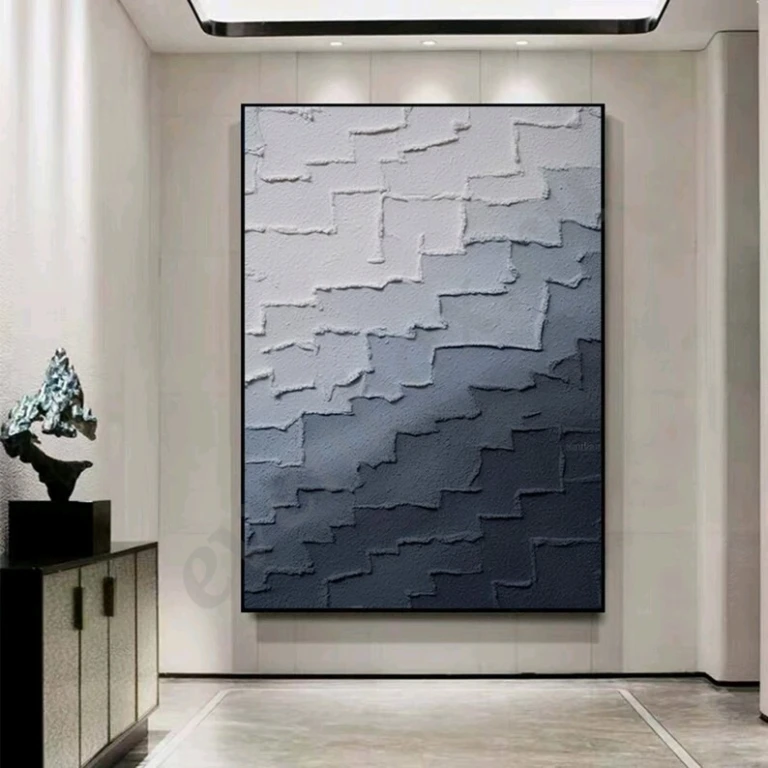 Синяя картина маслом на холсте абстракция