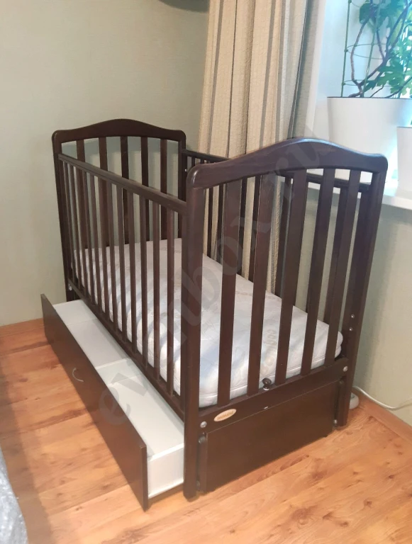 Детская кроватка Papaloni, маятник, 120x60 + ортопедический матрас