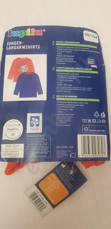 Лонгслив комплект 2 шт Германия Lupilu